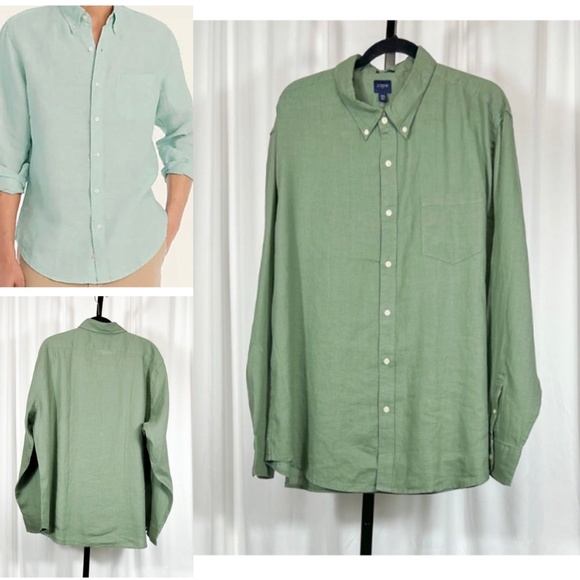 J.Crew NWT Sz XXL Classic Faded Bluegrass Linen Cotton Button Down Shirt - Picture 2 of 9